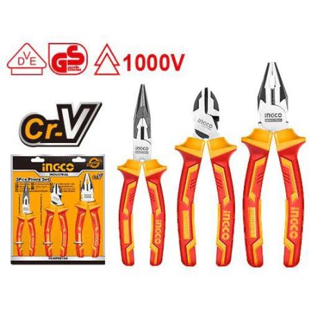 ZESTAW KOMBINEREK SZCZYPIEC IZOLOWANYCH ELEKTRYKA 3szt