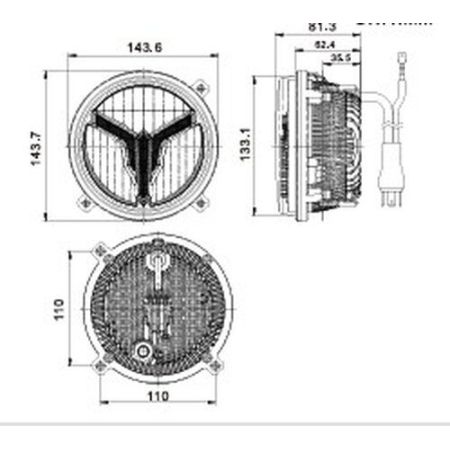 LAMPA PRZEDNIA MASSEY FERGUSON FENDT ŚWIATŁA MIJANIA DROGOWE LED TT.16