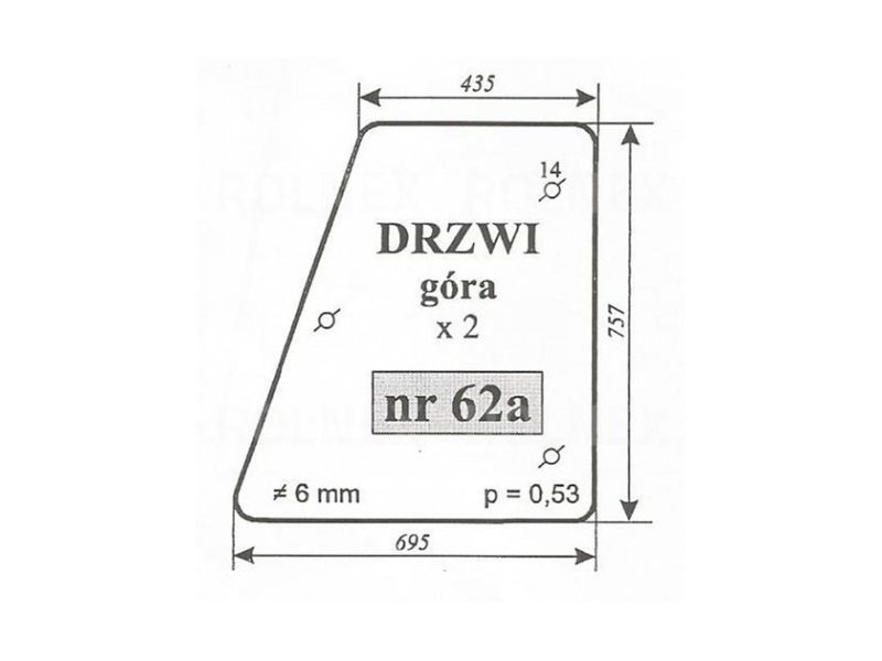 SZYBA 62A DRZWI GÓRA ZETOR 7211 5211