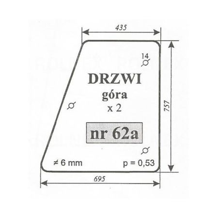 SZYBA 62A DRZWI GÓRA ZETOR 7211 5211