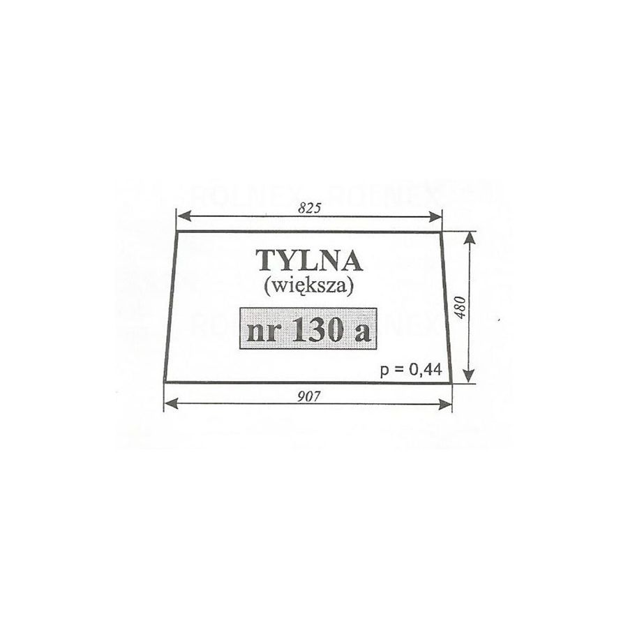 SZYBA 130A TYŁ C360 CZESKA NOWY TYP GÓRNA KRAWĘDŹ 825 mm  480X907