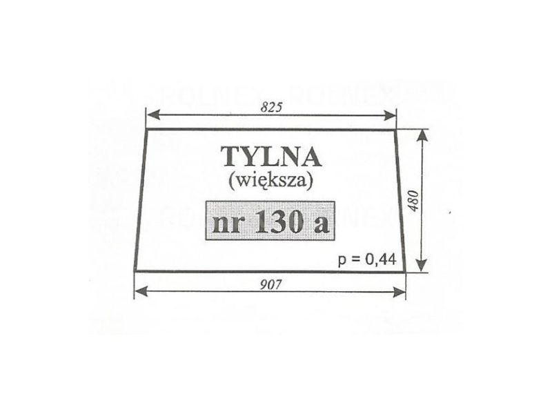SZYBA 130A TYŁ C360 CZESKA NOWY TYP GÓRNA KRAWĘDŹ 825 mm  480X907