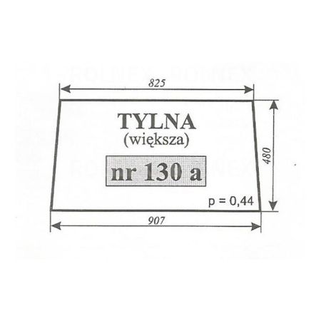SZYBA 130A TYŁ C360 CZESKA NOWY TYP GÓRNA KRAWĘDŹ 825 mm  480X907