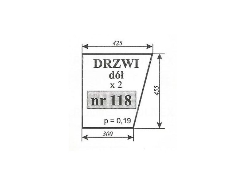 SZYBA 118 DRZWI DÓŁ MF 255 SOKÓŁKA FERGUSON 455x425