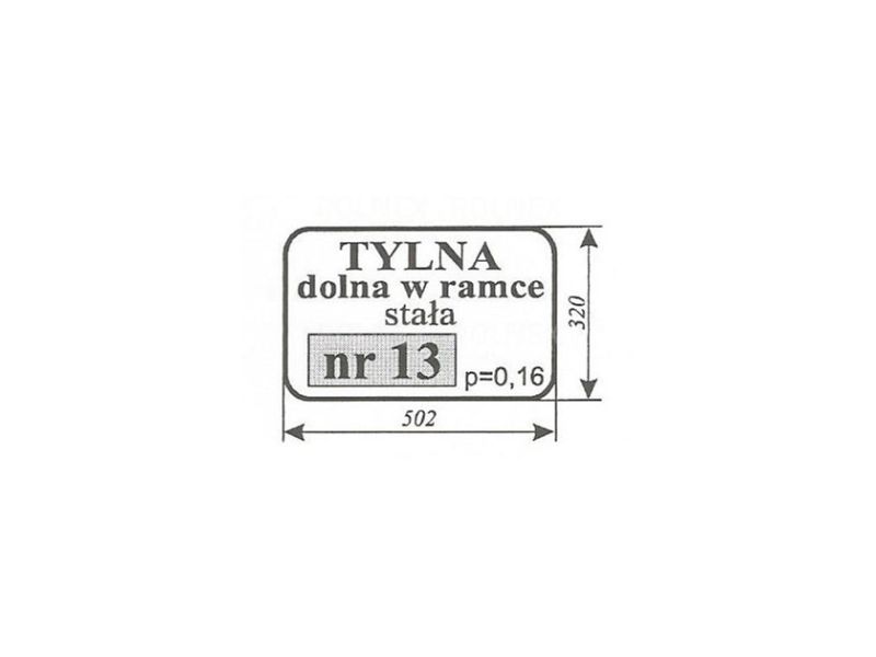 SZYBA 13 TYLNA ZETOR 506x320 Zetor 3320, 3340, 4340, 5320, 5340, 6320,