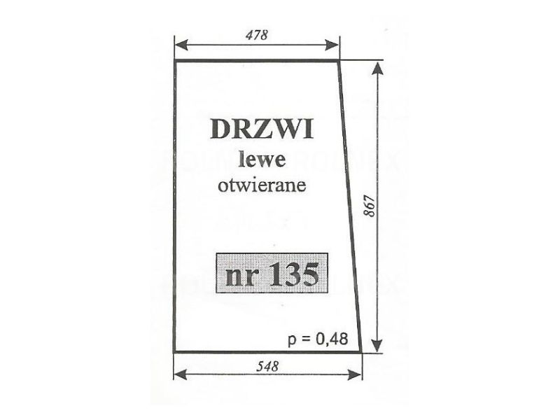 SZYBA 135-431-453 DRZWI LEWE C330 T25 OTWIERANE URSUS 2802 3502 SMOLNI