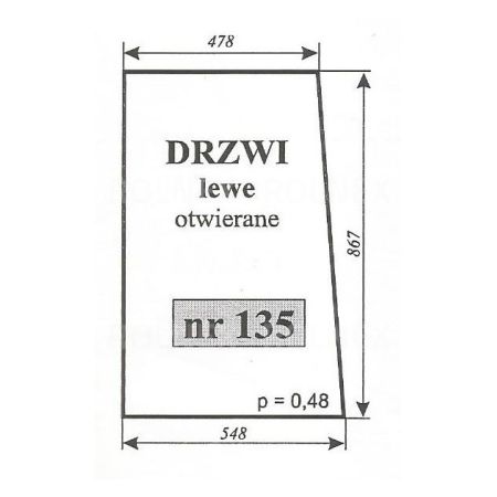 SZYBA 135-431-453 DRZWI LEWE C330 T25 OTWIERANE URSUS 2802 3502 SMOLNI