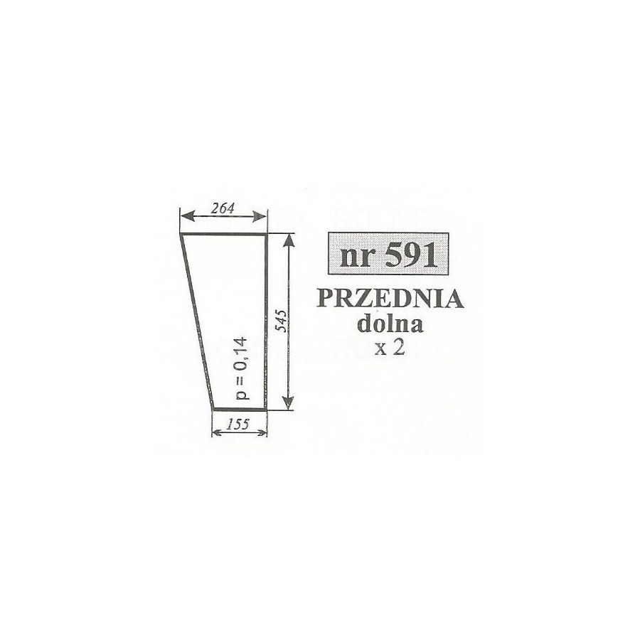 SZYBA 591 PRZÓD DÓŁ URSUS C330 2812 MF255 ZAMOŚĆ  264x545