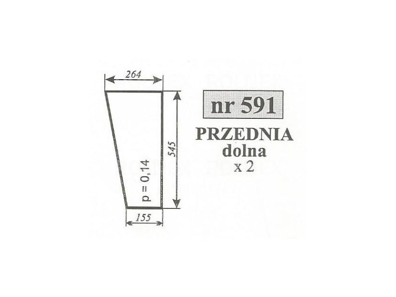 SZYBA 591 PRZÓD DÓŁ URSUS C330 2812 MF255 ZAMOŚĆ  264x545