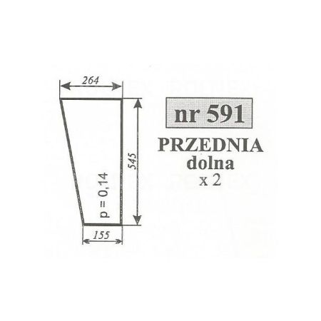 SZYBA 591 PRZÓD DÓŁ URSUS C330 2812 MF255 ZAMOŚĆ  264x545
