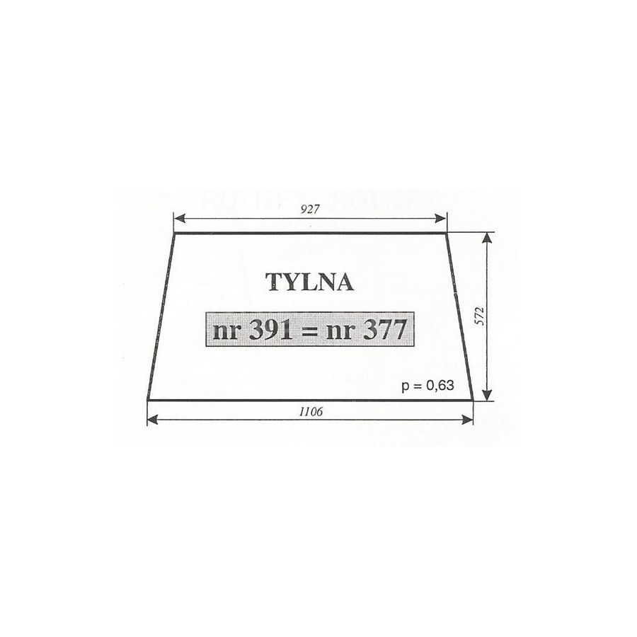 SZYBA 377 384 391 398 405 419 426 TYŁ NIMET DE 25T C330 MF 2XX NT KOJA