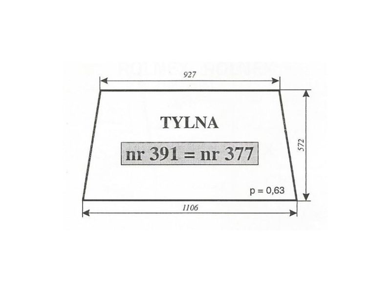 SZYBA 377 384 391 398 405 419 426 TYŁ NIMET DE 25T C330 MF 2XX NT KOJA