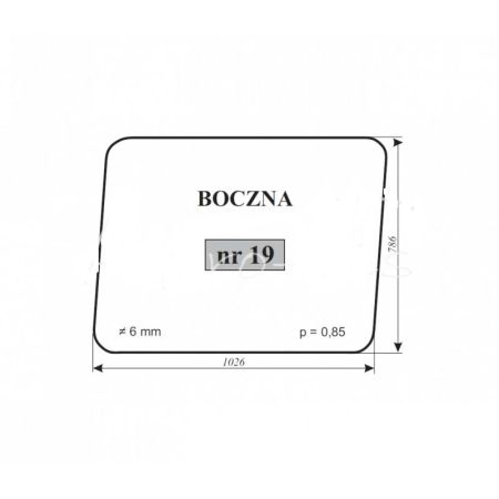 Szyba 19 boczna Ostrówek KL-0102
