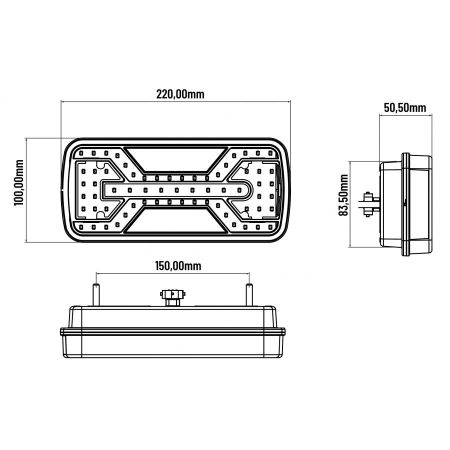 LAMPA TYLNA ZESPOLONA LED X-SPIDER PRZECIWMGIELNE KIERUNKOWSKAZ COFANI