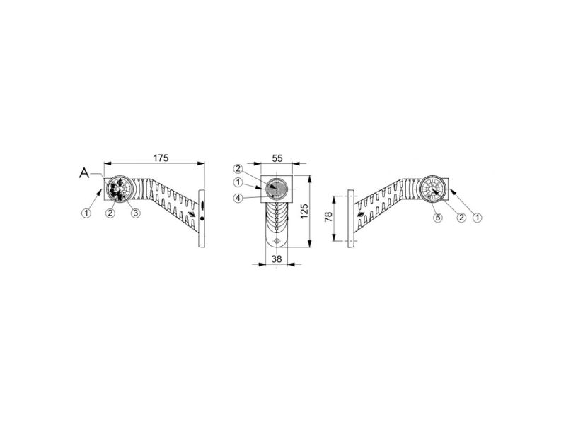 Trójkolorowa lampa obrysowa LED Graphite – biała / pomarańczowa / czer