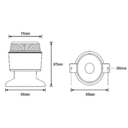 Lampa ostrzegawcza LED kogut 12V/24V – Montaż na śrubę (TT.610)