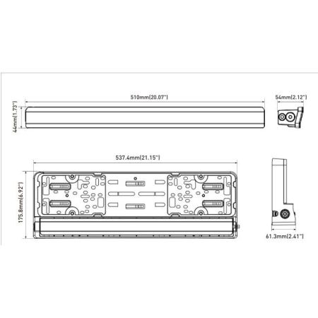 LISTWA RAMKA LED DO TABLICY REJESTRACYJNEJ TT.11013 DUŻO FUNKCJI